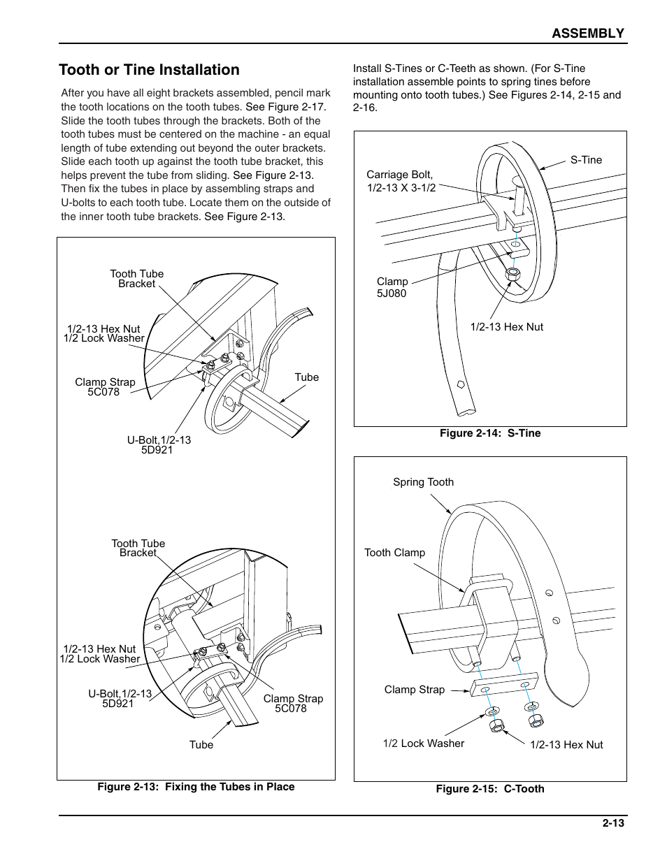 Tooth or tine installation | Landoll MCL/MCC/MCLS/MLCS/MCCS 1483, 1643, 1803 RIGID PULVI-MULCHER User Manual | Page 23 / 52