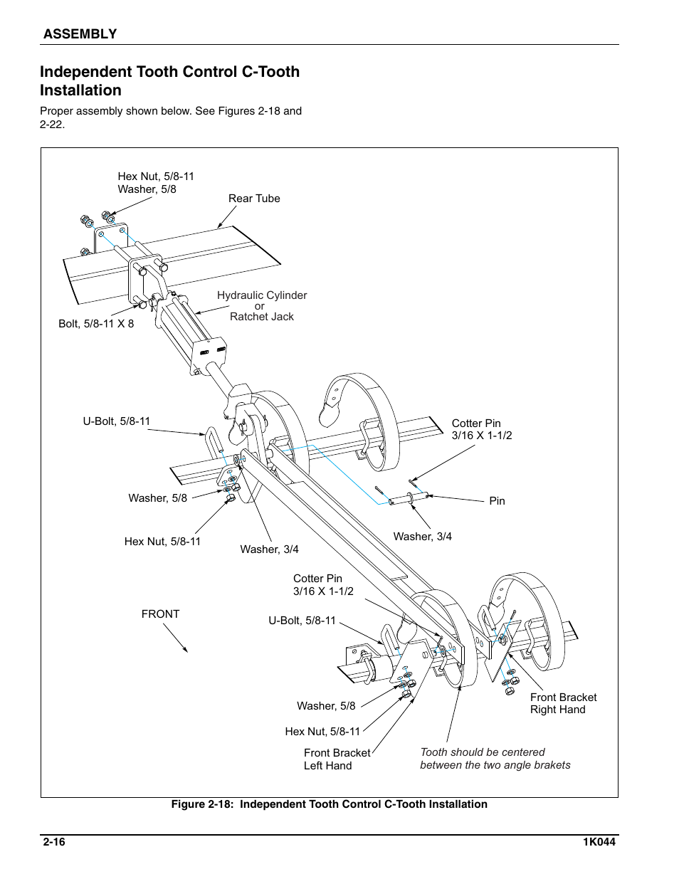 Independent tooth control c-tooth installation | Landoll MCL/MCC/MCLS/MLCS/MCCS 1483, 1643, 1803 RIGID PULVI-MULCHER User Manual | Page 26 / 52