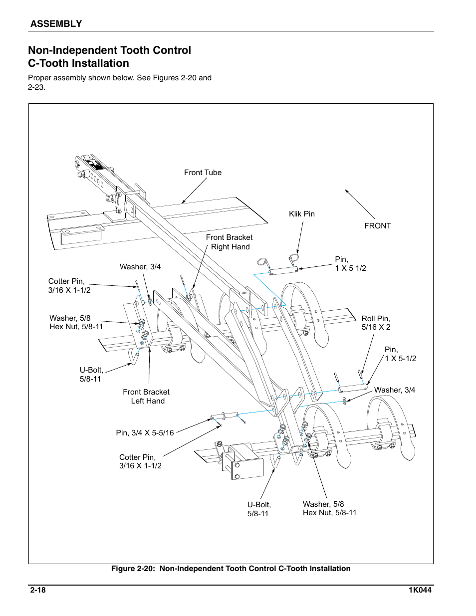 Non-independent tooth control c-tooth installation | Landoll MCL/MCC/MCLS/MLCS/MCCS 1483, 1643, 1803 RIGID PULVI-MULCHER User Manual | Page 28 / 52