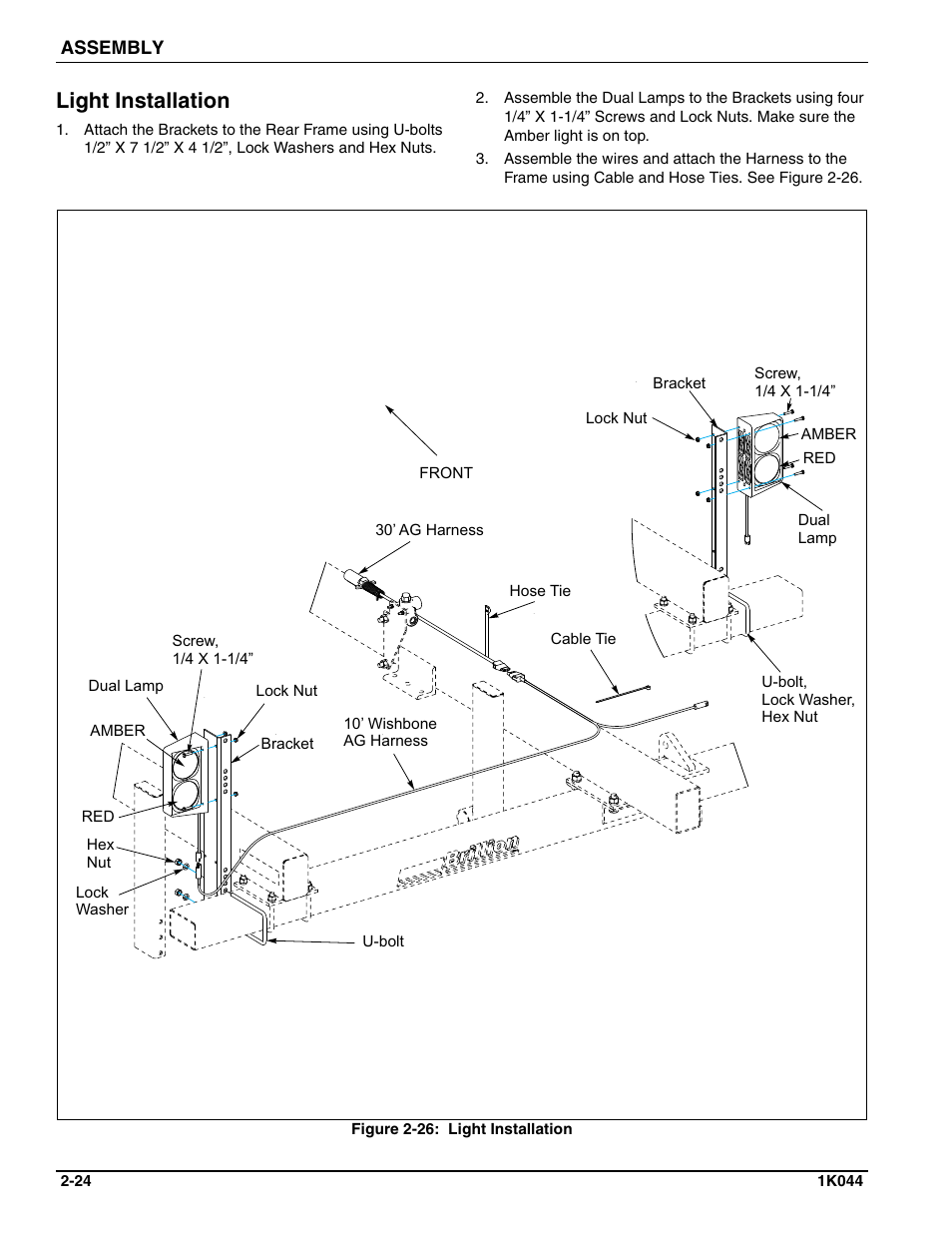 Light installation | Landoll MCL/MCC/MCLS/MLCS/MCCS 1483, 1643, 1803 RIGID PULVI-MULCHER User Manual | Page 34 / 52