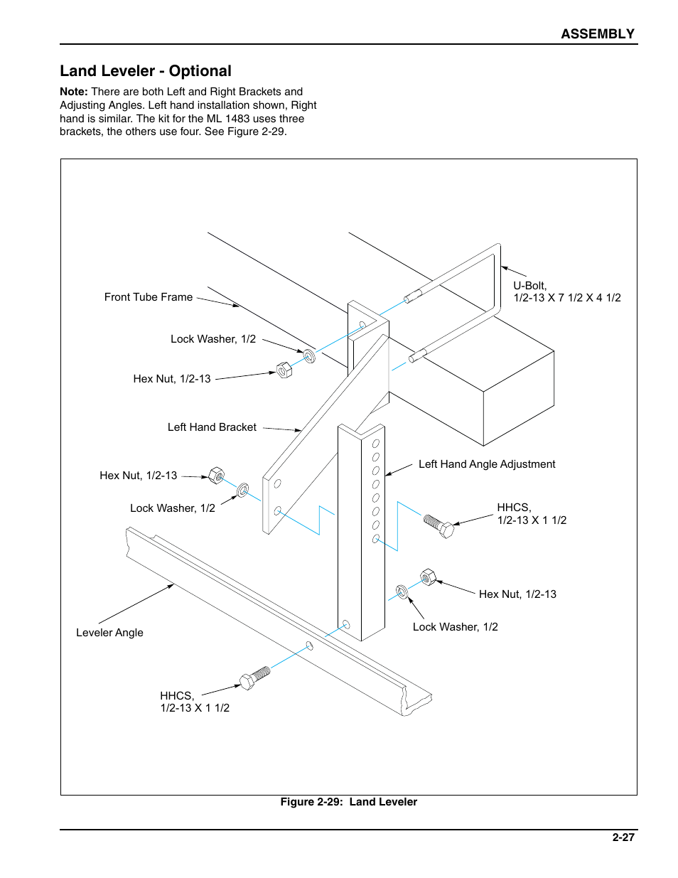 Land leveler - optional | Landoll MCL/MCC/MCLS/MLCS/MCCS 1483, 1643, 1803 RIGID PULVI-MULCHER User Manual | Page 37 / 52