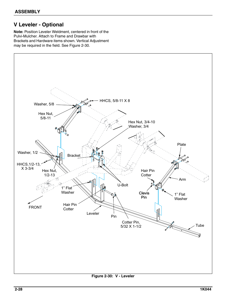 V leveler - optional | Landoll MCL/MCC/MCLS/MLCS/MCCS 1483, 1643, 1803 RIGID PULVI-MULCHER User Manual | Page 38 / 52