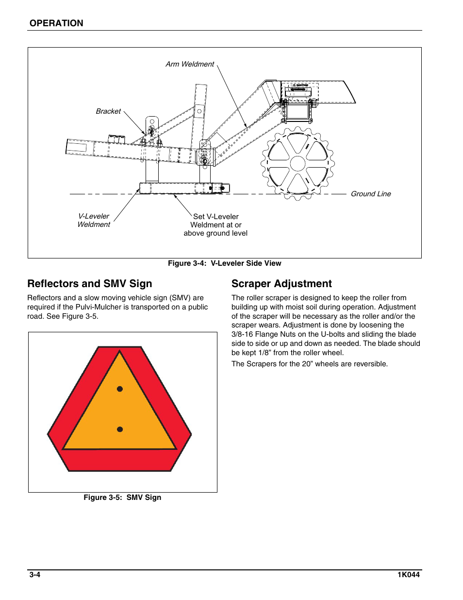 Reflectors and smv sign, Scraper adjustment | Landoll MCL/MCC/MCLS/MLCS/MCCS 1483, 1643, 1803 RIGID PULVI-MULCHER User Manual | Page 42 / 52