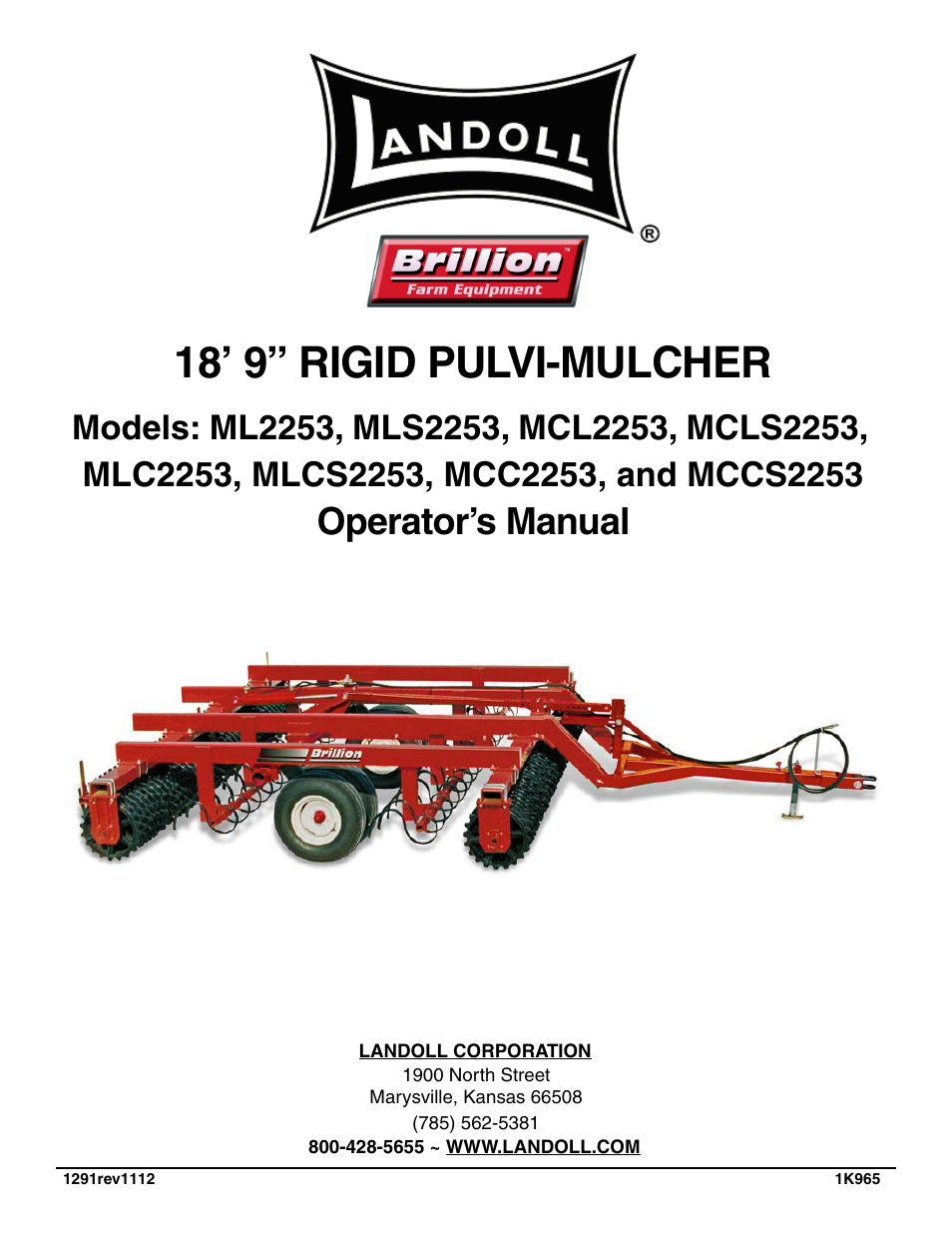 Landoll MCCS2253 18,9 RIGID PULVI-MULCHER User Manual | 46 pages