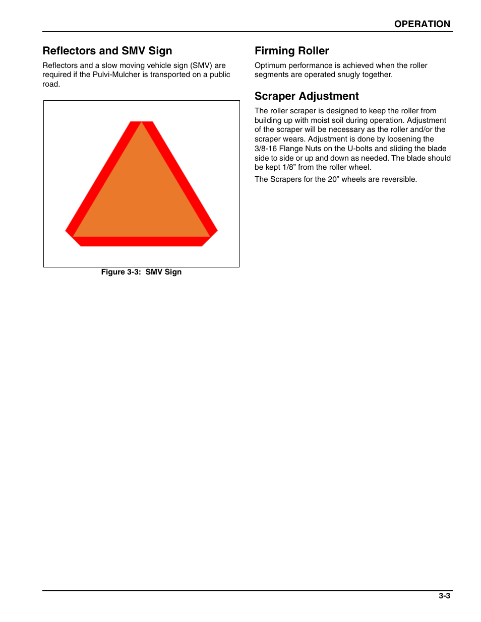 Reflectors and smv sign, Firming roller, Scraper adjustment | Landoll MCCS2253 18,9 RIGID PULVI-MULCHER User Manual | Page 37 / 46