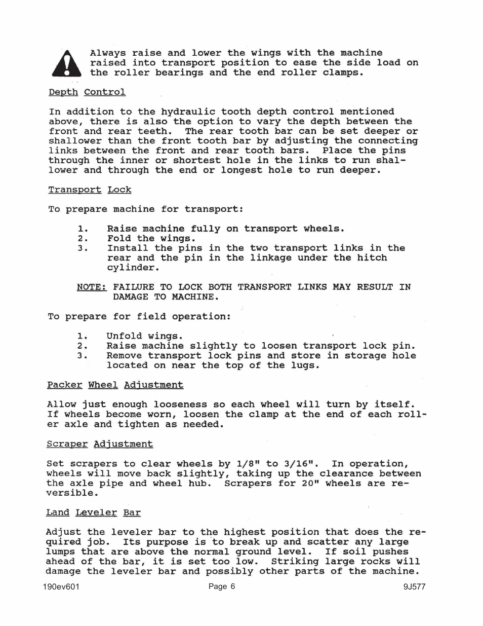 Landoll WLS360/WLS360-I Folding Pulvi-Mulcher User Manual | Page 9 / 48
