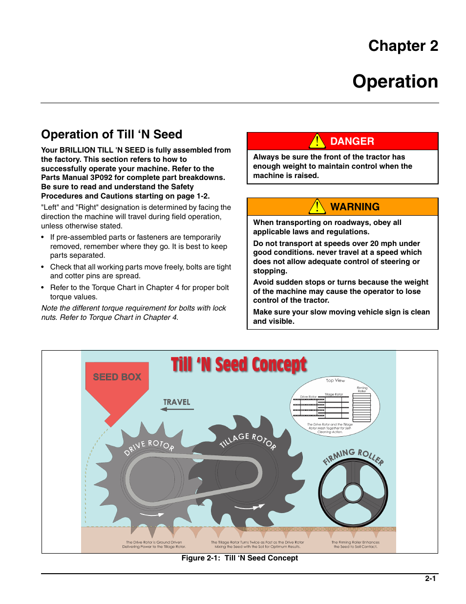 Operation, Operation of till ‘n seed, Chapter 2 | Landoll BPSB6 Till-N Seed User Manual | Page 15 / 56