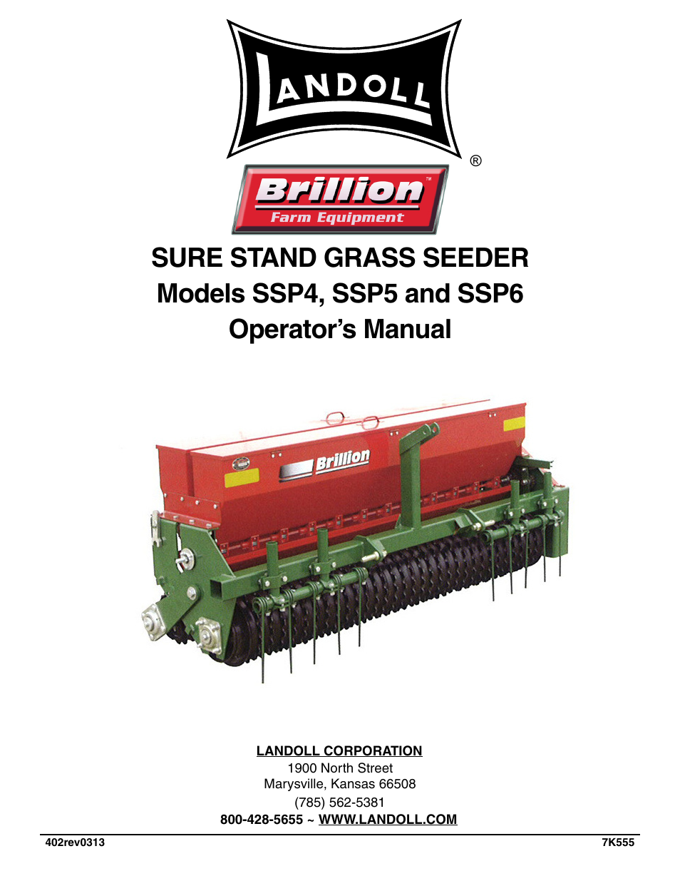 Landoll SSP6 SURE STAND GRASS SEEDER User Manual | 34 pages