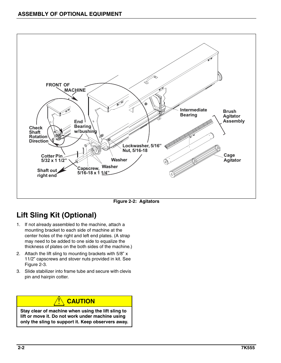 Lift sling kit (optional), Caution | Landoll SSP6 SURE STAND GRASS SEEDER User Manual | Page 12 / 34