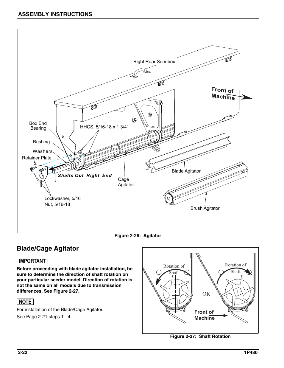 Blade/cage agitator, See figure 2-26 | Landoll SS/SSB/SSP/SSBP 8, 10, 12 Sure Stand Seeder User Manual | Page 32 / 68