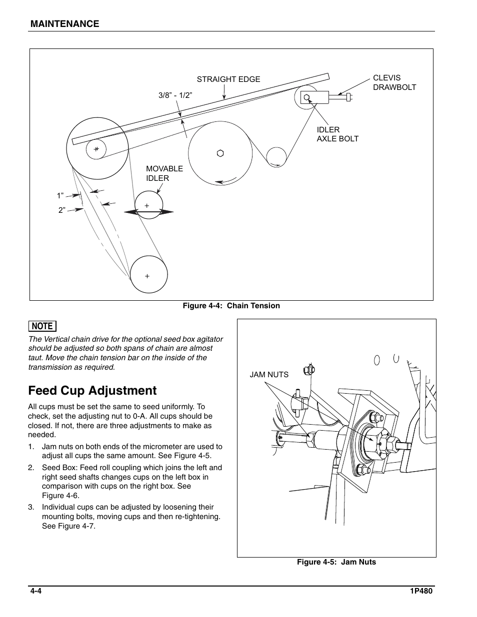 Feed cup adjustment, See figure 4-4 | Landoll SS/SSB/SSP/SSBP 8, 10, 12 Sure Stand Seeder User Manual | Page 56 / 68