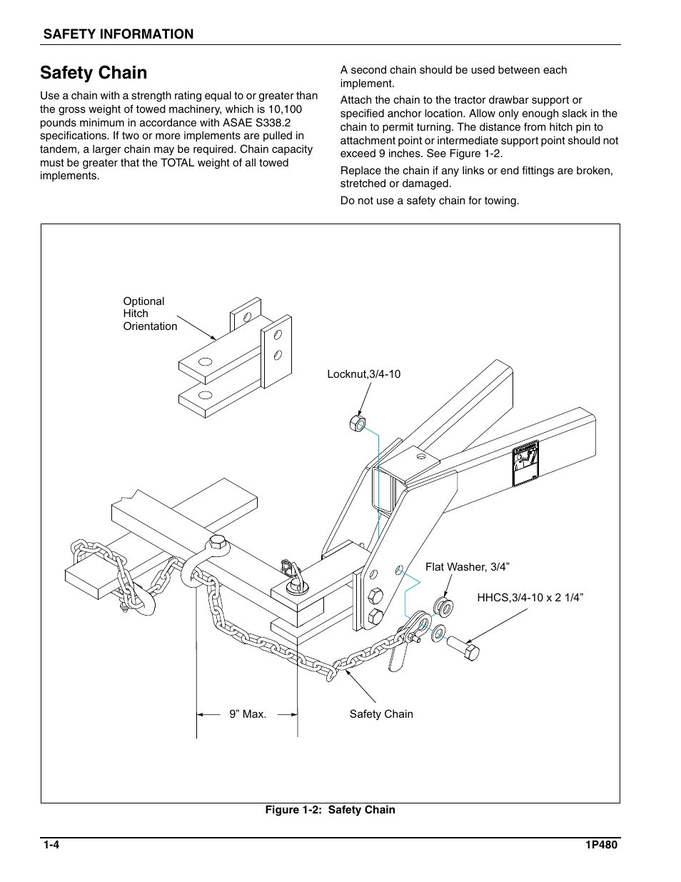 Safety chain | Landoll SS/SSB/SSP/SSBP 8, 10, 12 Sure Stand Seeder User Manual | Page 8 / 68