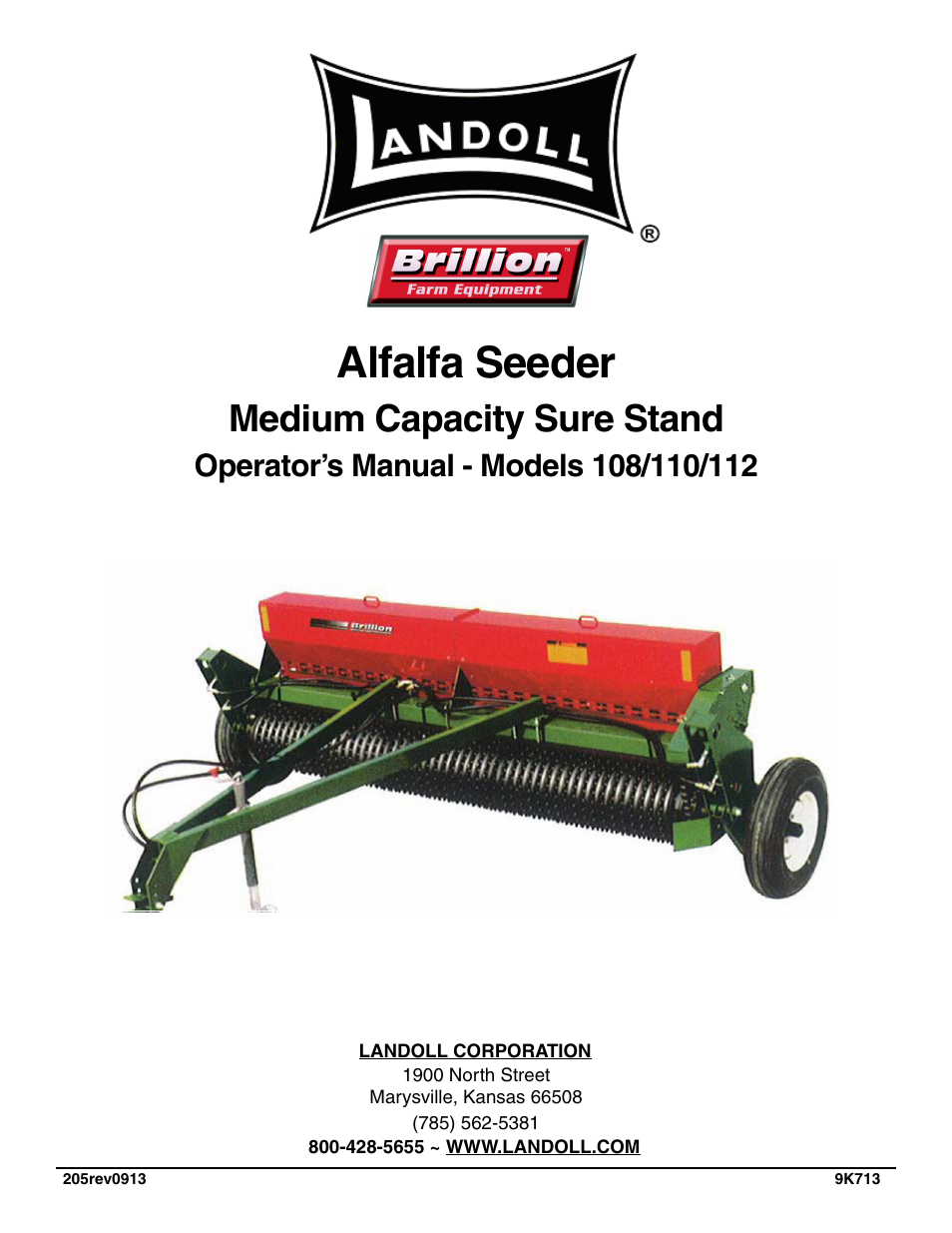 Landoll 112 Alfalfa Seeder Medium Capacity Sure Stand User Manual | 50 pages