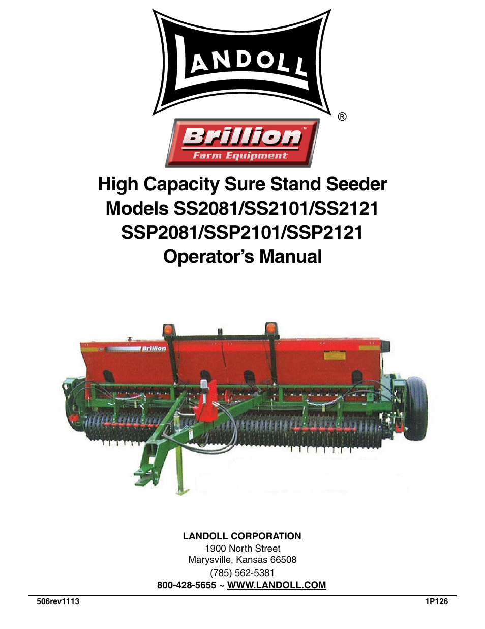Landoll SSP2101 High Capacity Sure Stand Seeder User Manual | 54 pages