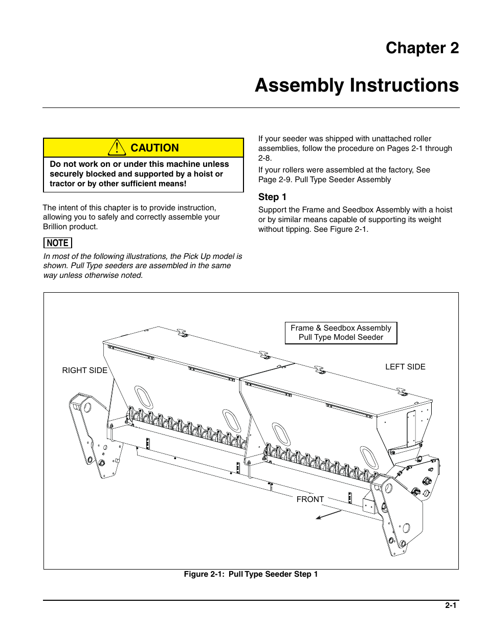 Assembly instructions, Chapter 2 | Landoll SSP2101 High Capacity Sure Stand Seeder User Manual | Page 11 / 54