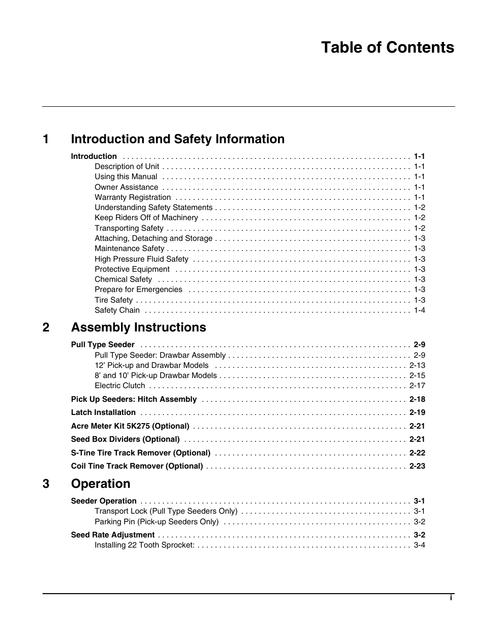 Landoll SSP2101 High Capacity Sure Stand Seeder User Manual | Page 3 / 54