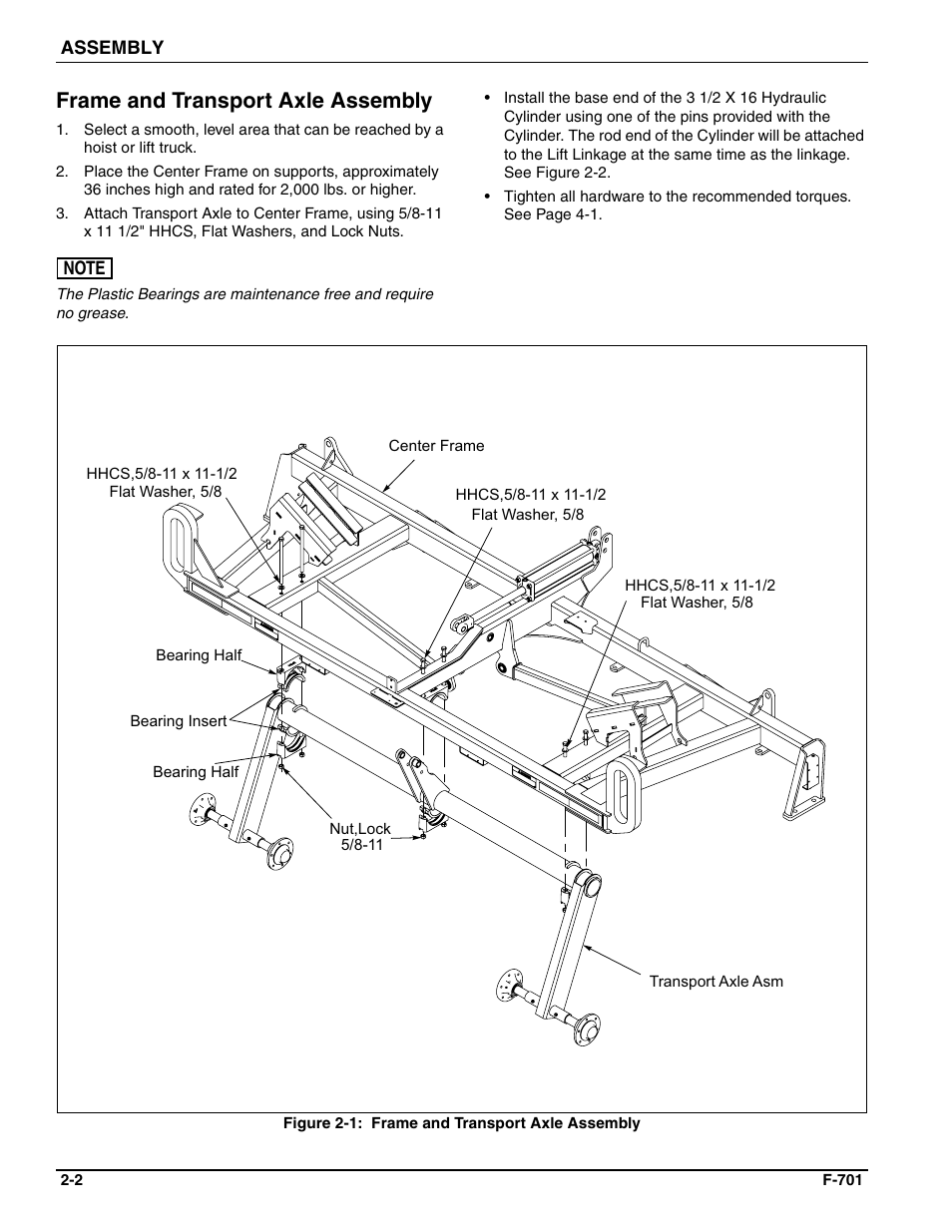 Frame and transport axle assembly | Landoll WFPC22-36 Wing Float Pulverizer User Manual | Page 16 / 54