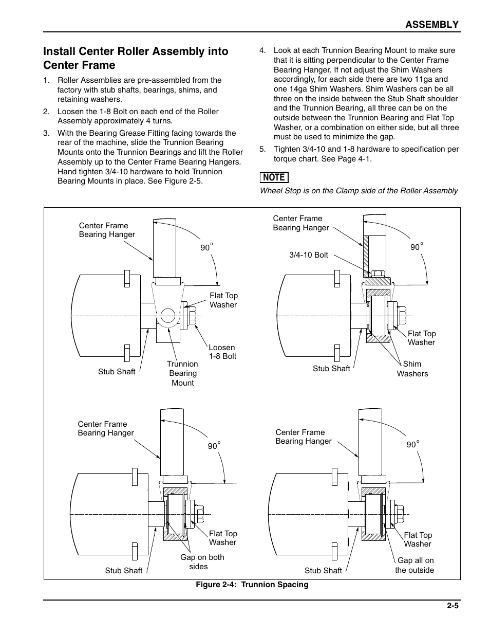 Install center roller assembly into center frame | Landoll WFPC22-36 Wing Float Pulverizer User Manual | Page 19 / 54