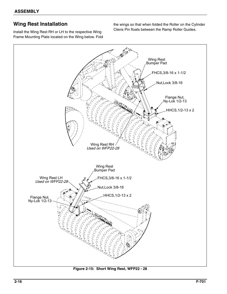 Wing rest installation | Landoll WFPC22-36 Wing Float Pulverizer User Manual | Page 30 / 54