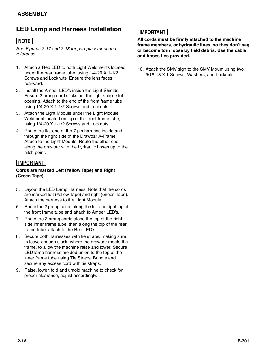 Led lamp and harness installation | Landoll WFPC22-36 Wing Float Pulverizer User Manual | Page 32 / 54