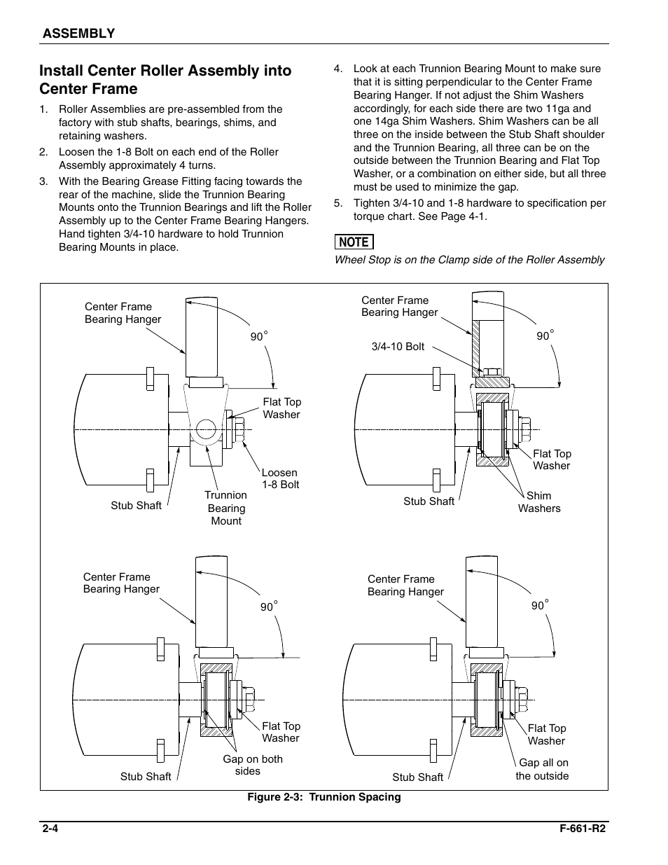 Install center roller assembly into center frame, Assembly | Landoll WFPC38-52 Wing Float Pulverizer User Manual | Page 18 / 58