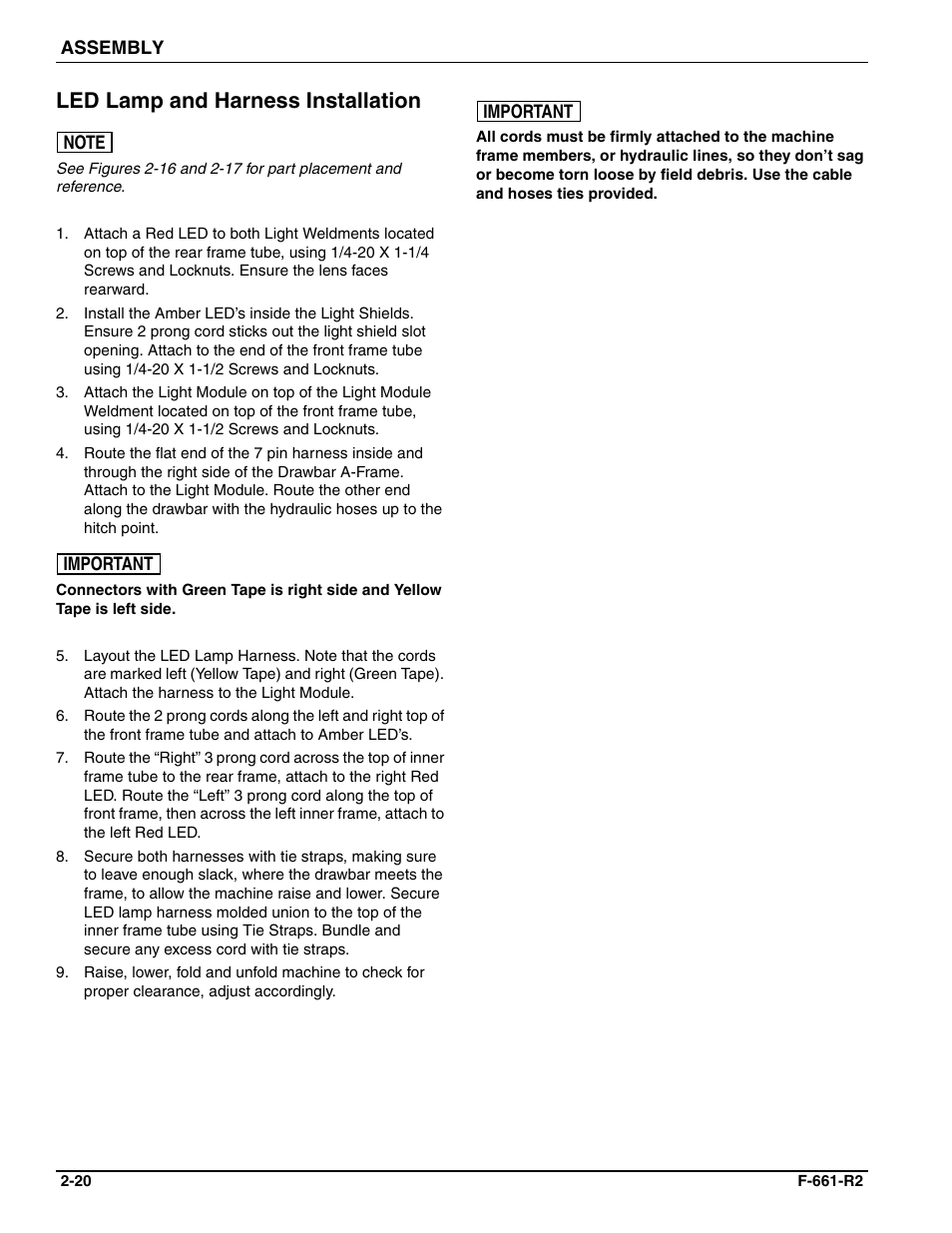 Led lamp and harness installation | Landoll WFPC38-52 Wing Float Pulverizer User Manual | Page 34 / 58