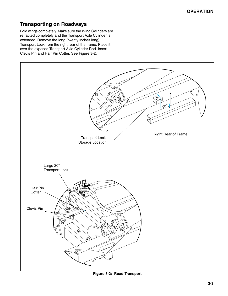 Transporting on roadways, See figure 3-2 | Landoll WFPC38-52 Wing Float Pulverizer User Manual | Page 41 / 58