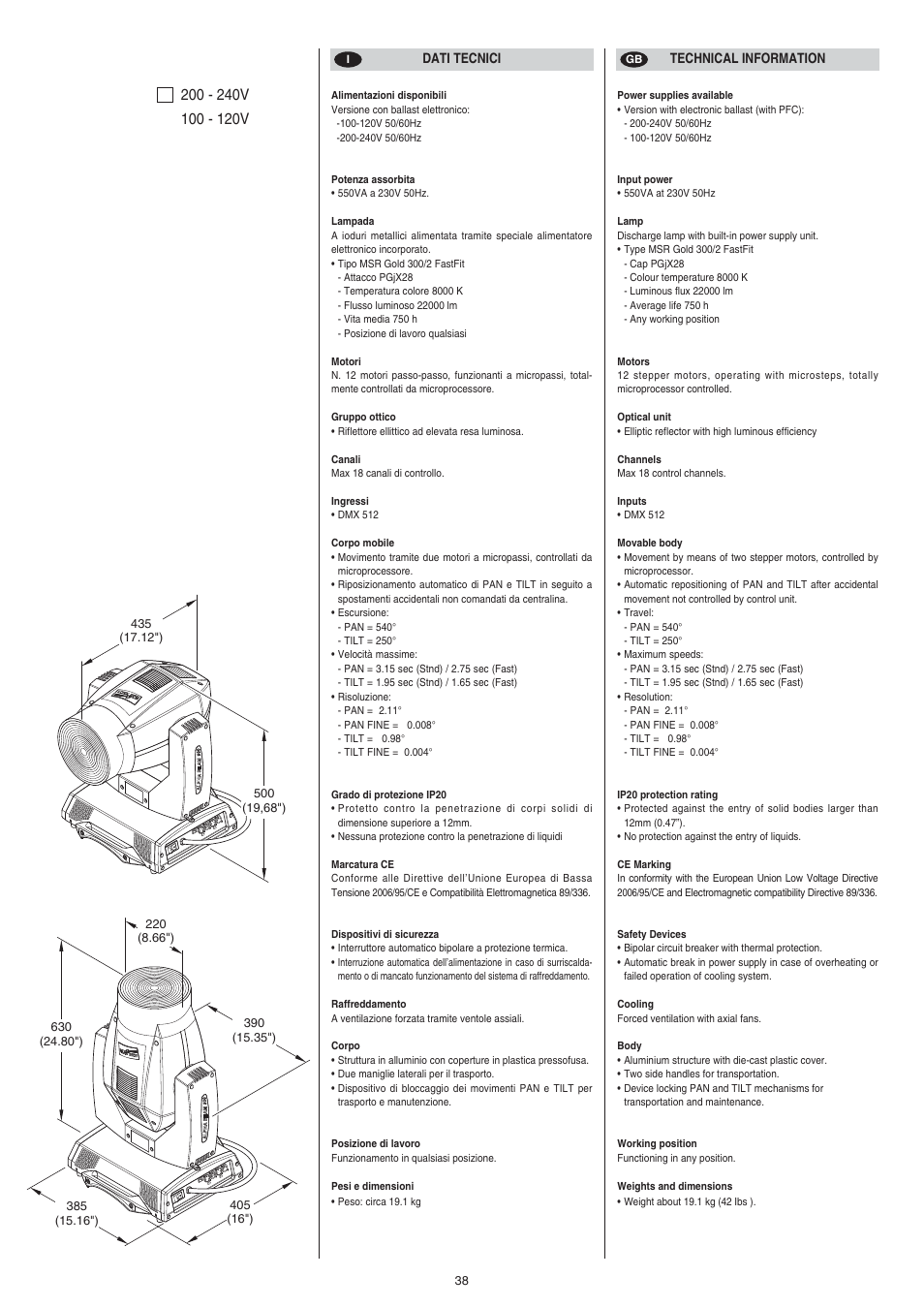 Clay Paky ALPHA BEAM C61093 User Manual | Page 38 / 40