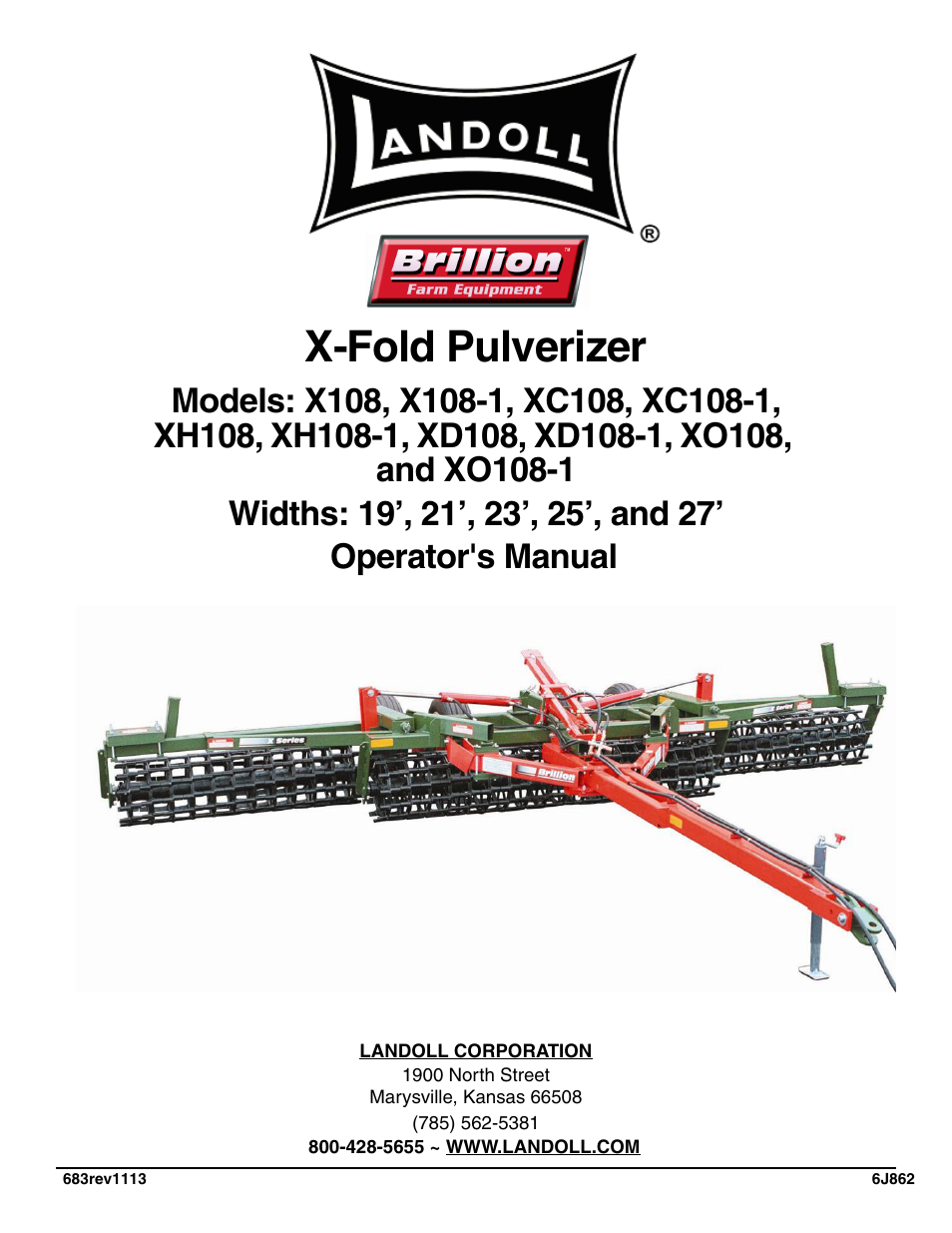 Landoll XO108/XO108-1 X-Fold Pulverizer User Manual | 40 pages