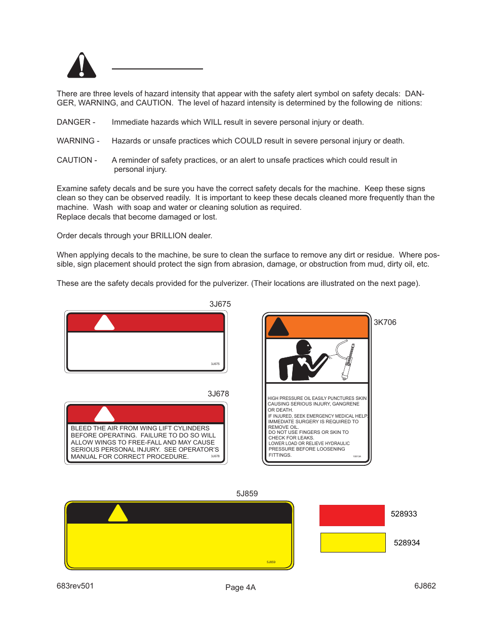 Warning, Caution, Danger | Landoll XO108/XO108-1 X-Fold Pulverizer User Manual | Page 7 / 40