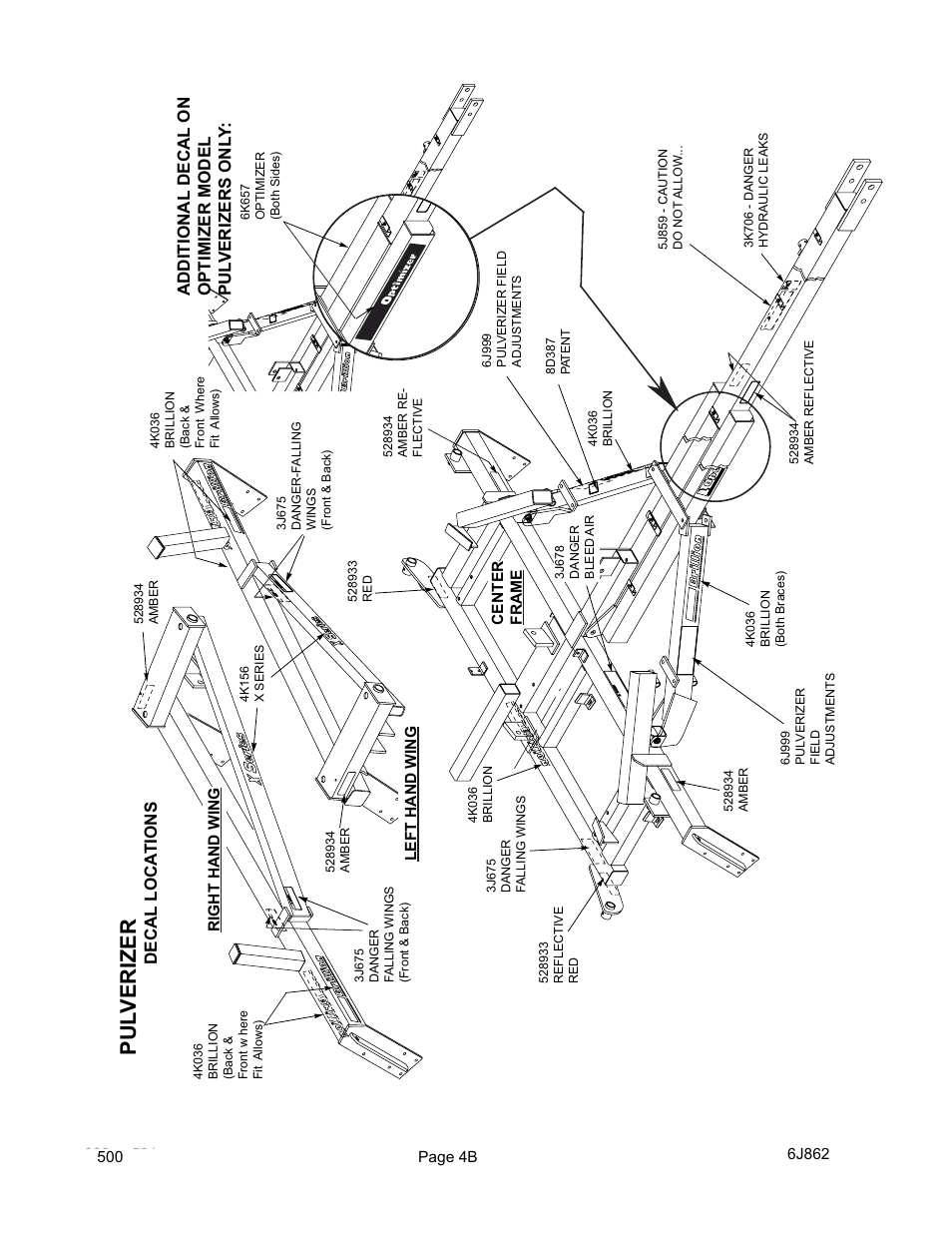 Pul verizer, Loca tions, Decal | Landoll XO108/XO108-1 X-Fold Pulverizer User Manual | Page 8 / 40