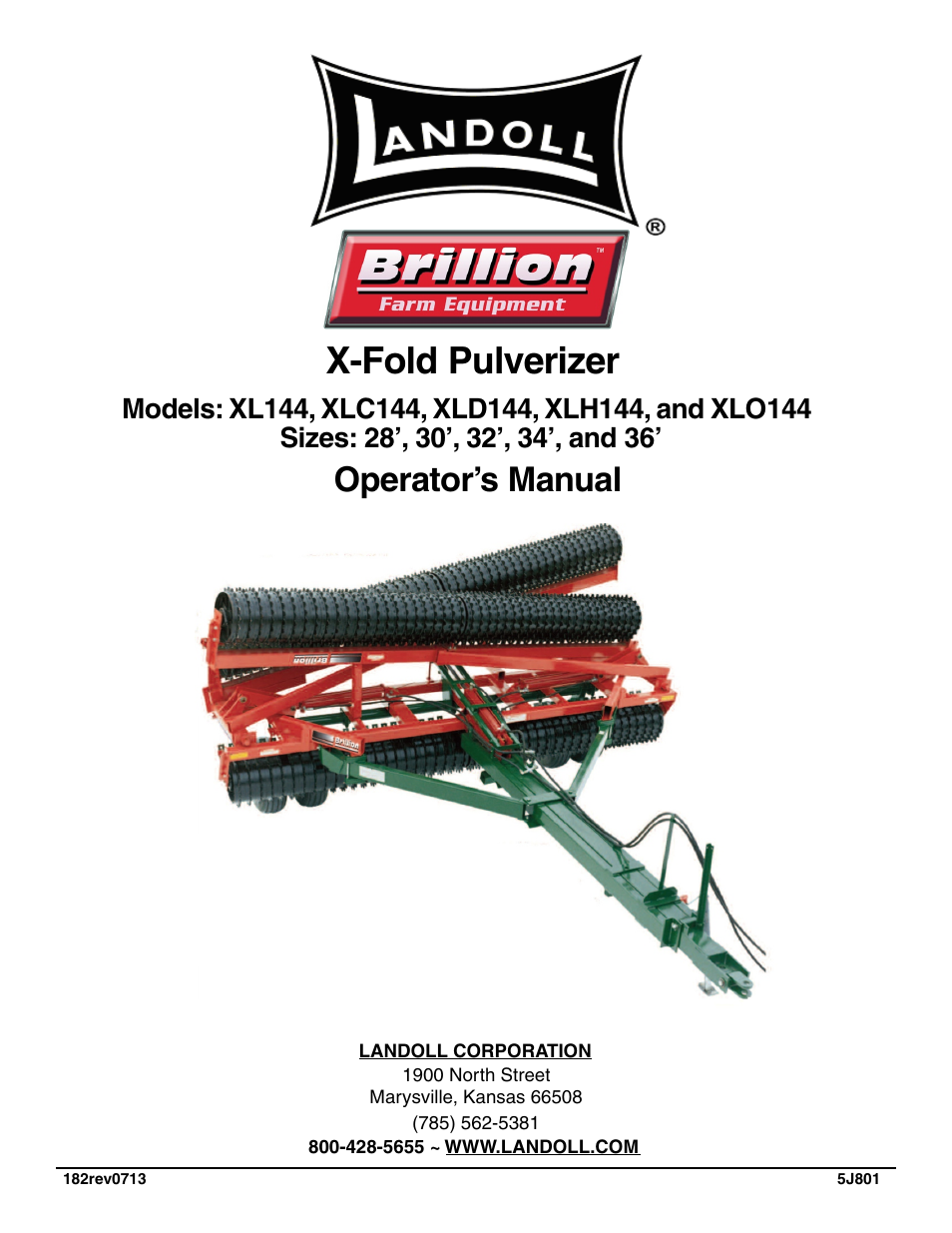 Landoll XL144/XLC144/XLD144/XLH144/XLO144 X-Fold Pulverizer User Manual | 46 pages