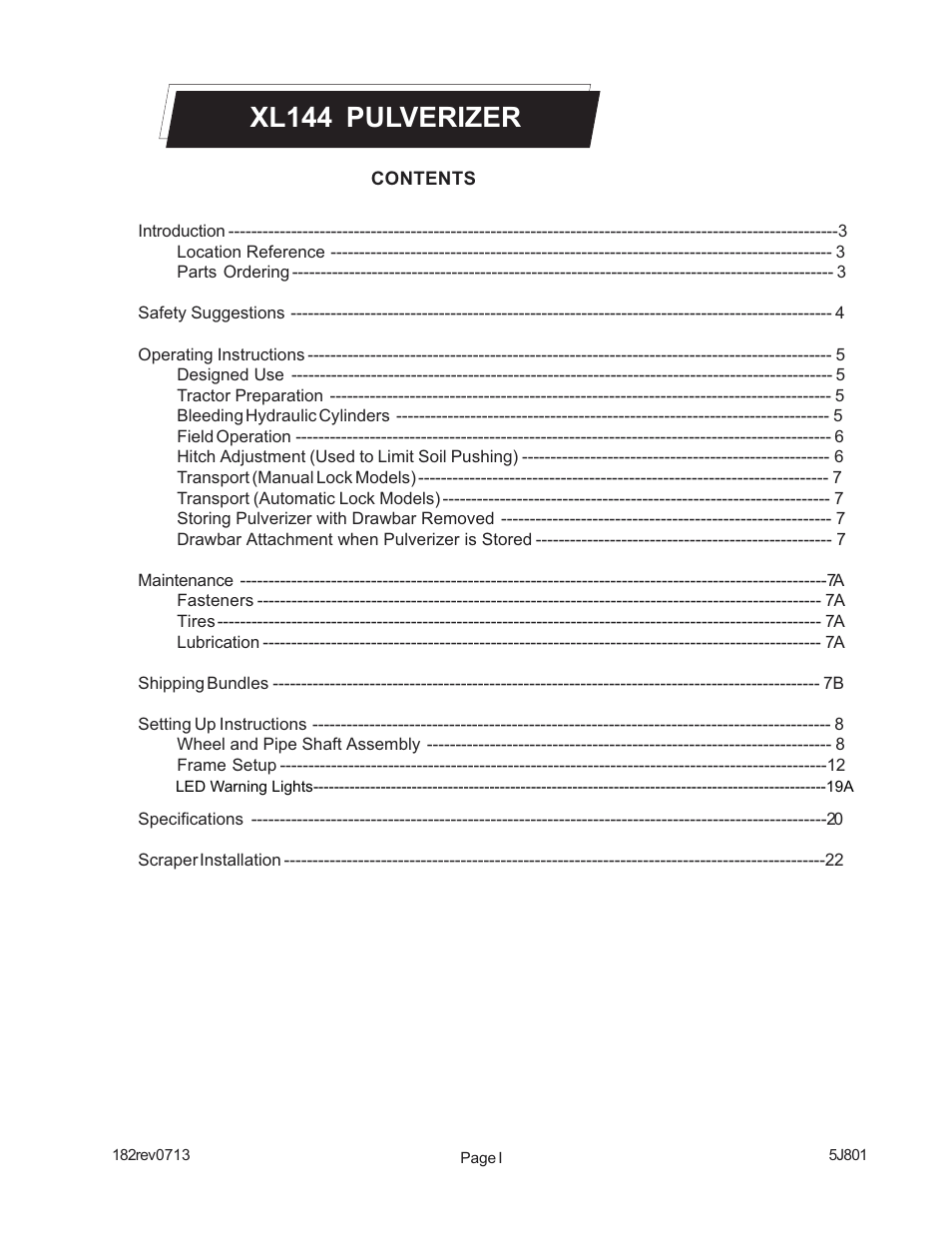 Xl144 pulverizer | Landoll XL144/XLC144/XLD144/XLH144/XLO144 X-Fold Pulverizer User Manual | Page 3 / 46