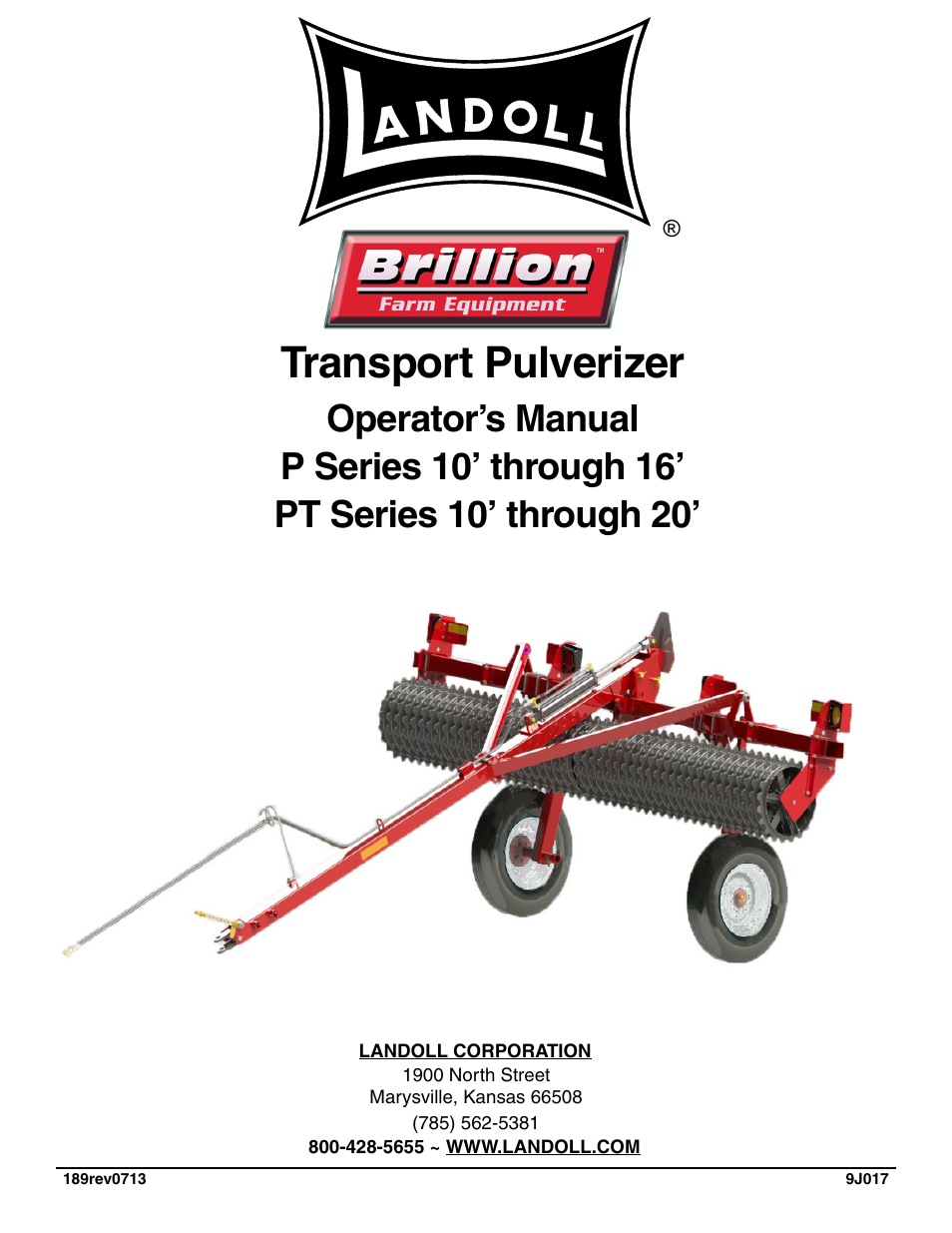 Landoll PT Series 10 through 20 Transport Pulverizer User Manual | 50 pages