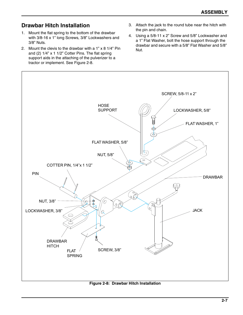 Drawbar hitch installation | Landoll PT Series 10 through 20 Transport Pulverizer User Manual | Page 17 / 50