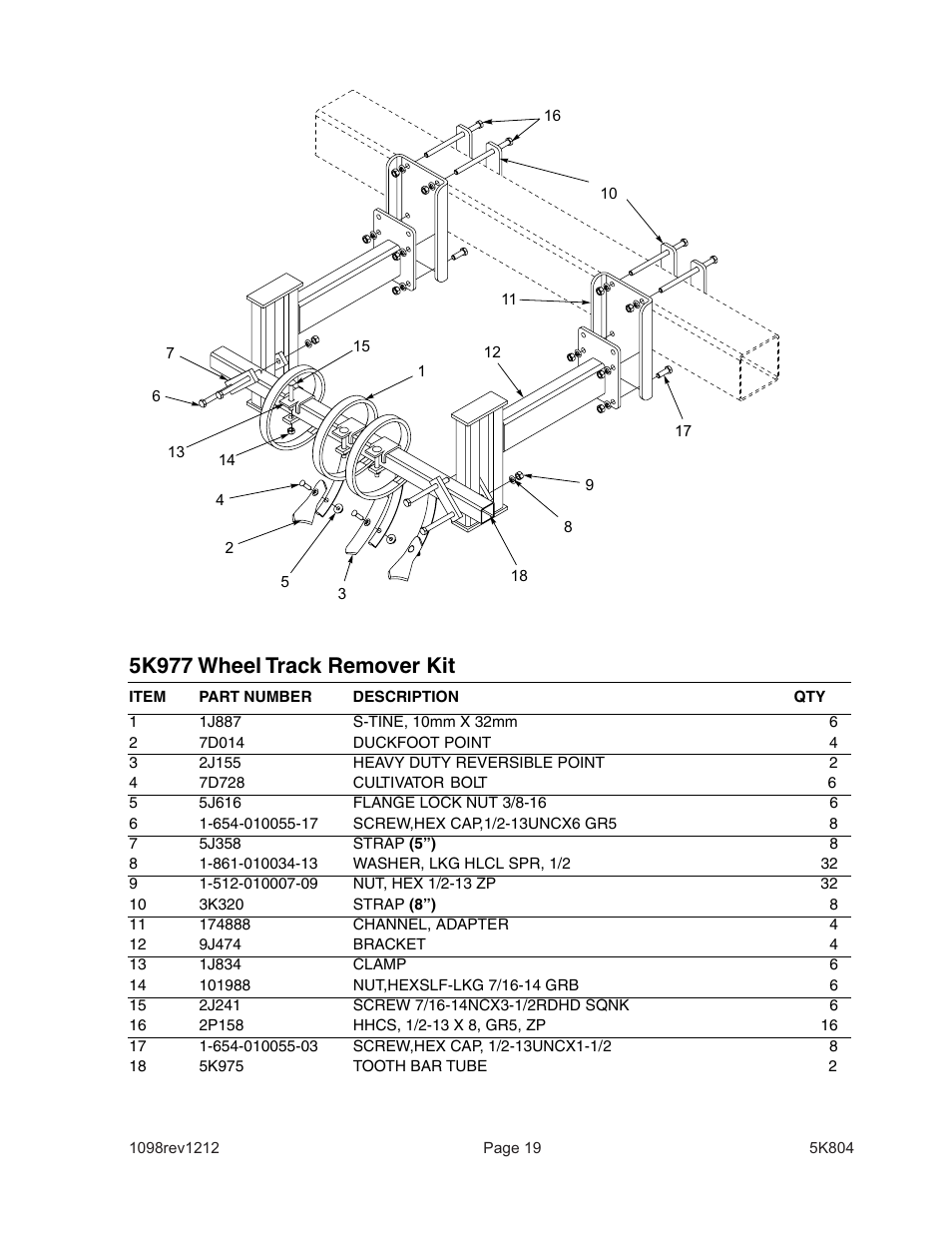 5k977 wheel track remover kit | Landoll PPO Series 10 through 20 Pick-up Pulverizer User Manual | Page 28 / 42