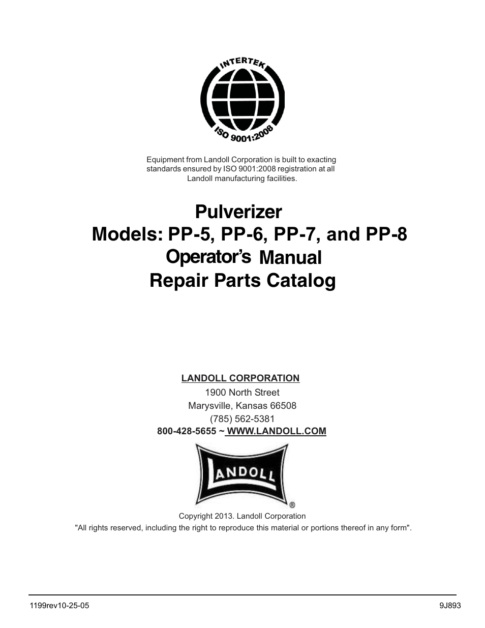 Landoll PP-8 Pulverizer User Manual | Page 16 / 16
