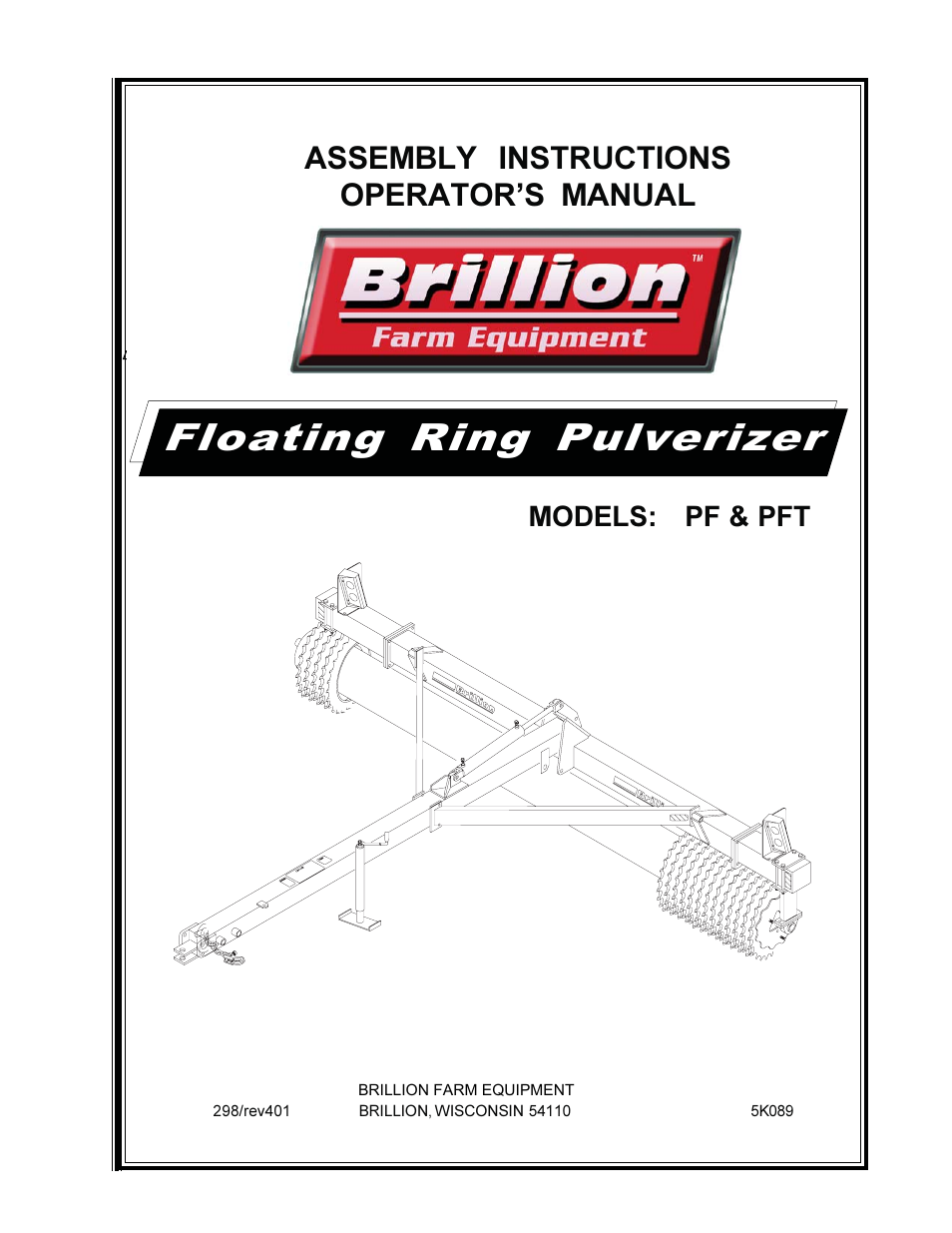 Landoll PFT Floating Ring Pulverizer User Manual | 20 pages