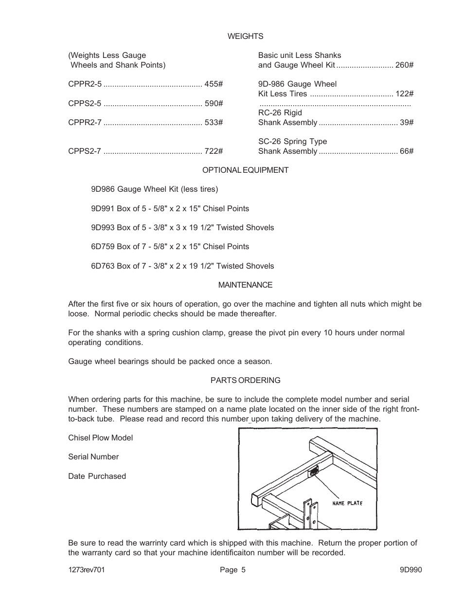 Landoll CPPS2-7 TWO-BAR PICK-UP Chisel Plow User Manual | Page 7 / 16