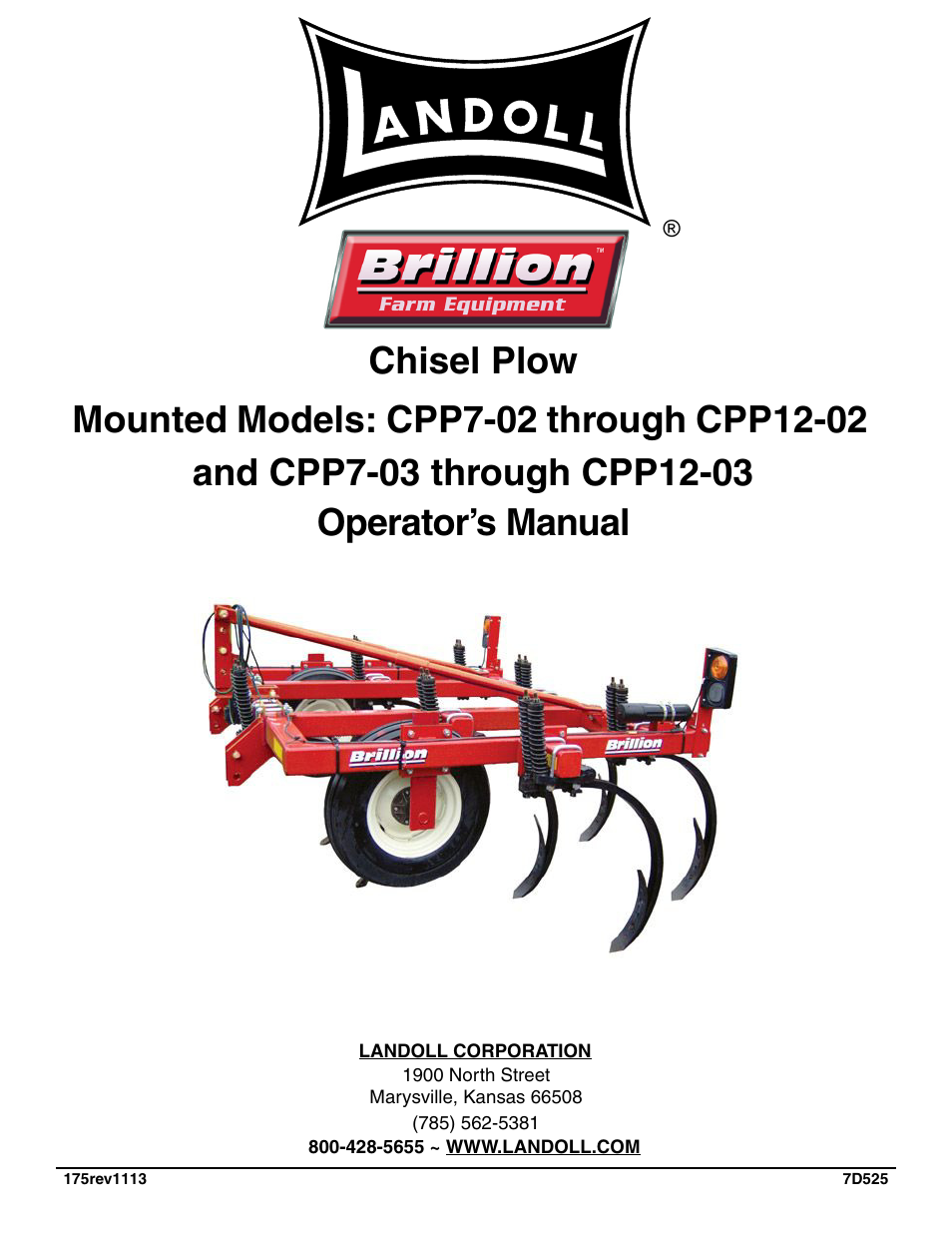 Landoll CPP7-03 through CPP12-03 Chisel Plow User Manual | 30 pages