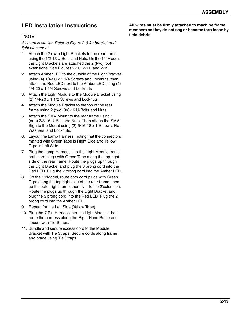 Led installation instructions | Landoll CPP7-03 through CPP12-03 Chisel Plow User Manual | Page 21 / 30