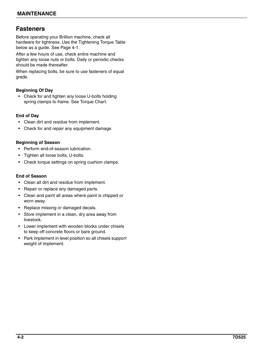 Fasteners | Landoll CPP7-03 through CPP12-03 Chisel Plow User Manual | Page 26 / 30