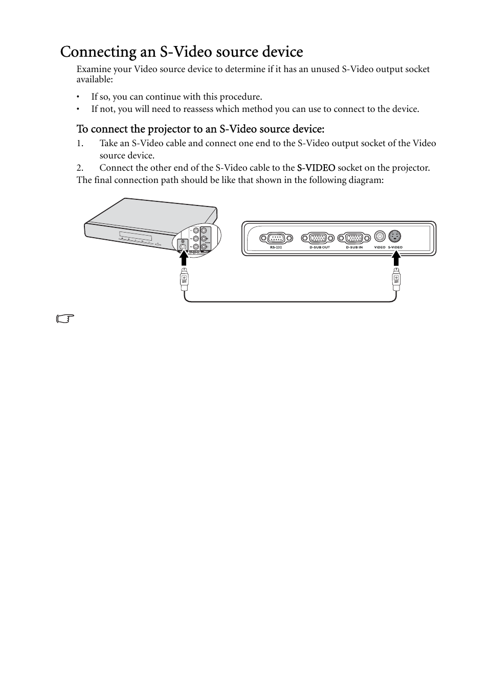 Connecting an s-video source device | BenQ MP522 User Manual | Page 22 / 59