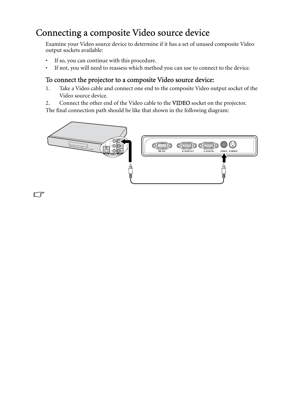 Connecting a composite video source device | BenQ MP522 User Manual | Page 23 / 59