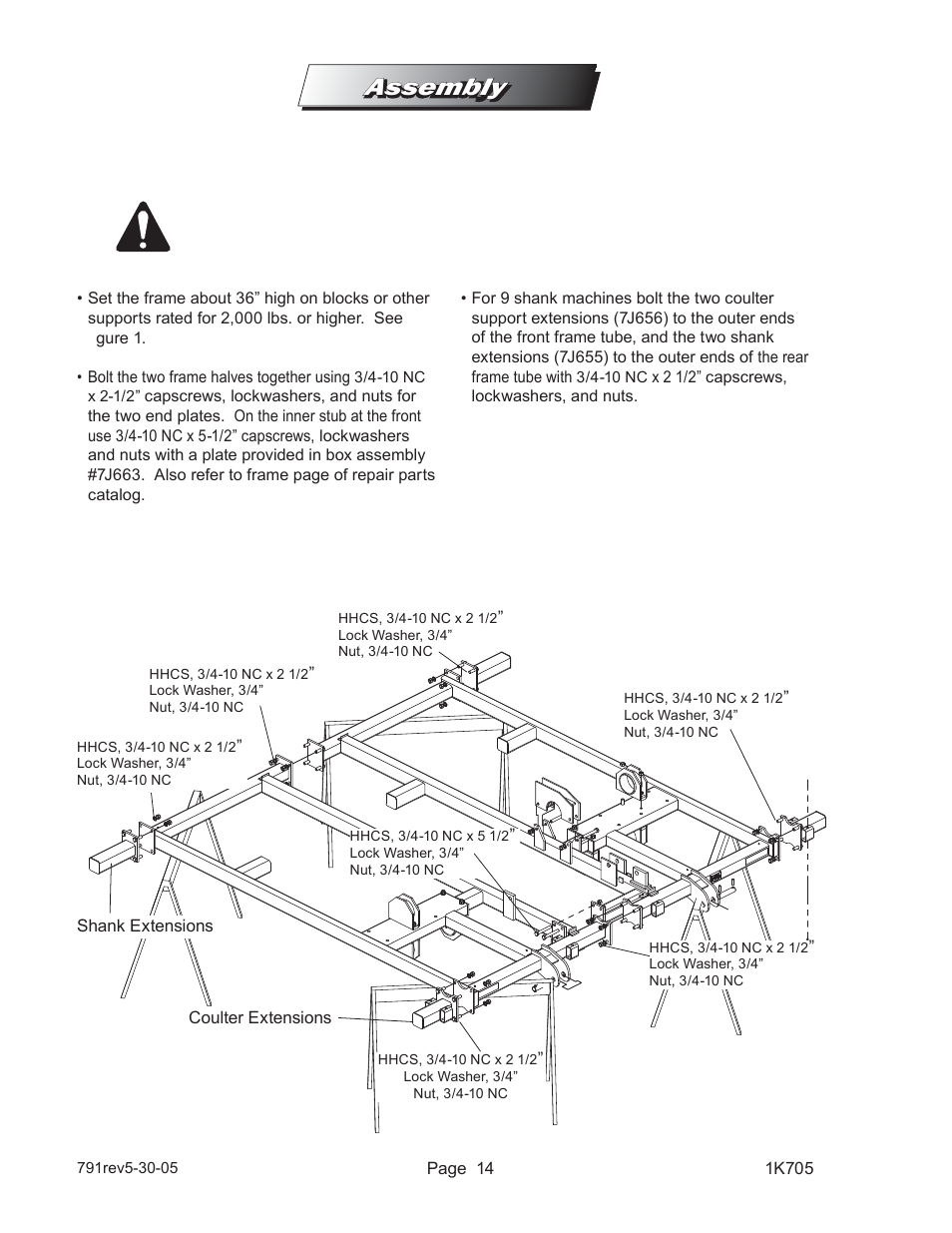 Assembly, Ssemblyy | Landoll HSB 71-1 through 131-1 SOIL BUILDER Coulter Chisel - Extended Frame User Manual | Page 16 / 42