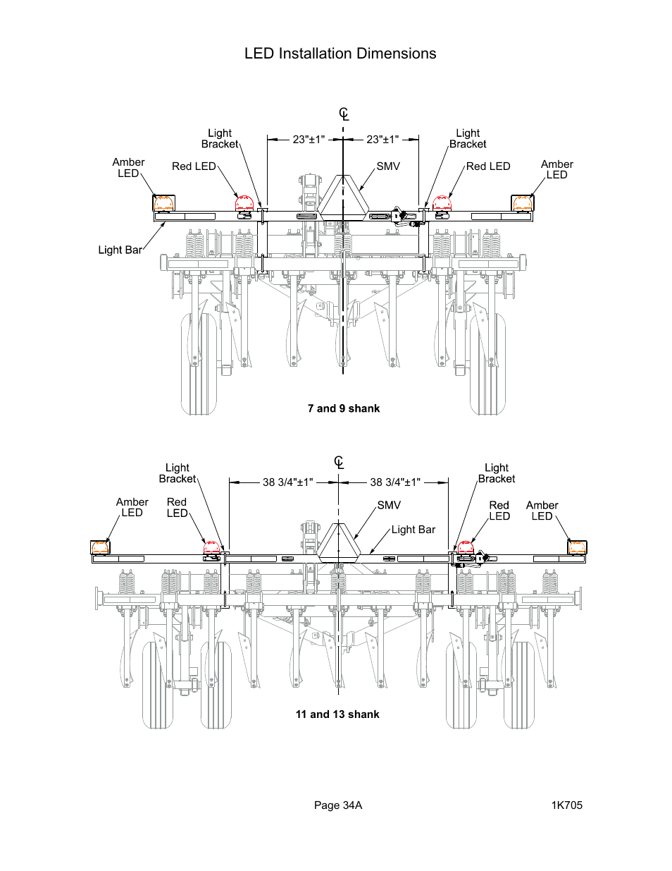 Led installation dimensions | Landoll HSB 71-1 through 131-1 SOIL BUILDER Coulter Chisel - Extended Frame User Manual | Page 37 / 42