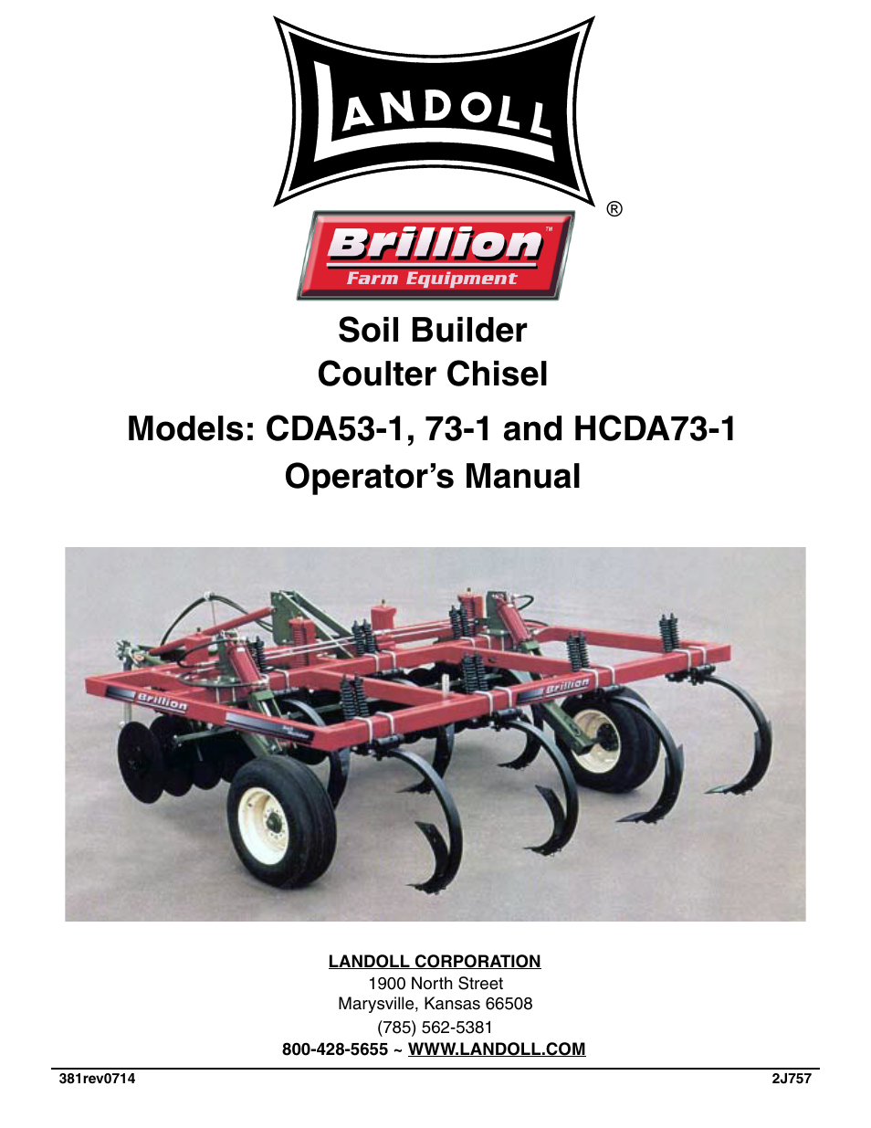 Landoll HCDA73-1 Soil Builder Coulter Chisel User Manual | 40 pages