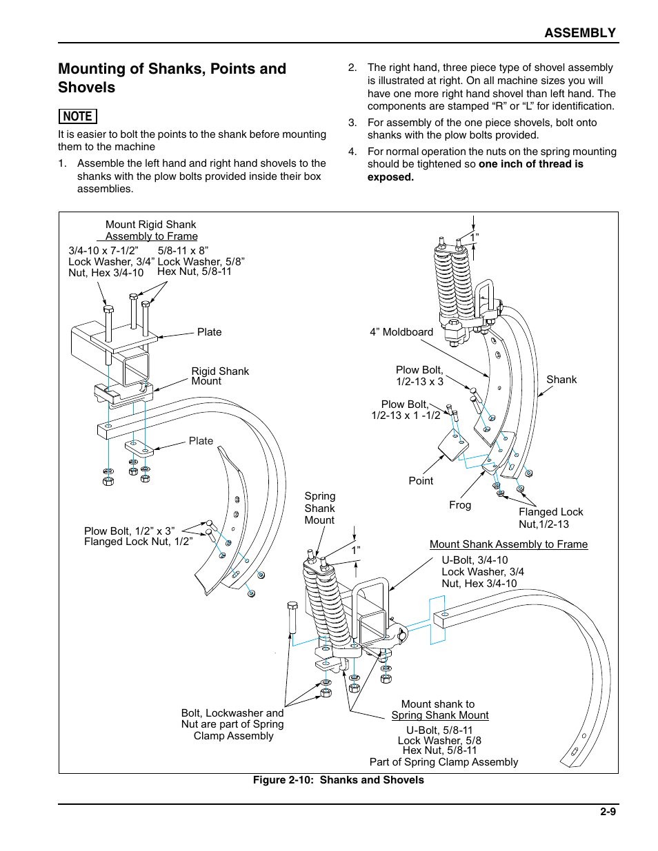 Mounting of shanks, points and shovels | Landoll HCDA73-1 Soil Builder Coulter Chisel User Manual | Page 19 / 40