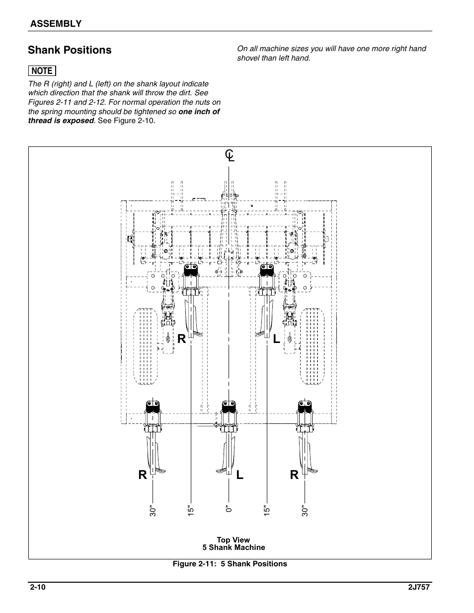 Shank positions | Landoll HCDA73-1 Soil Builder Coulter Chisel User Manual | Page 20 / 40