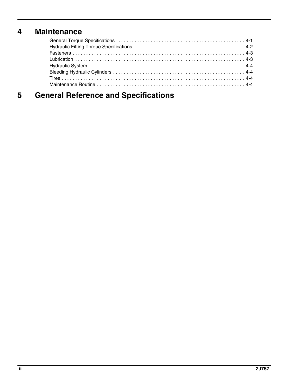 4maintenance, 5general reference and specifications | Landoll HCDA73-1 Soil Builder Coulter Chisel User Manual | Page 4 / 40
